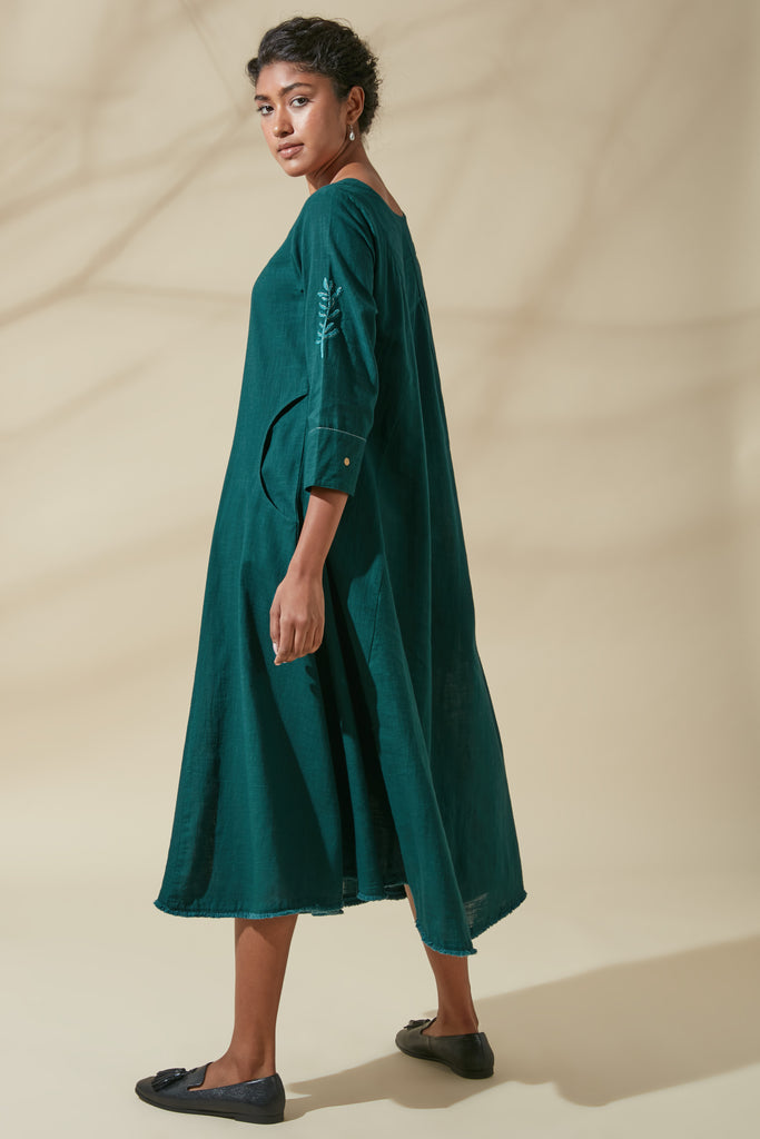 Teal V-Panel Kurta Dress