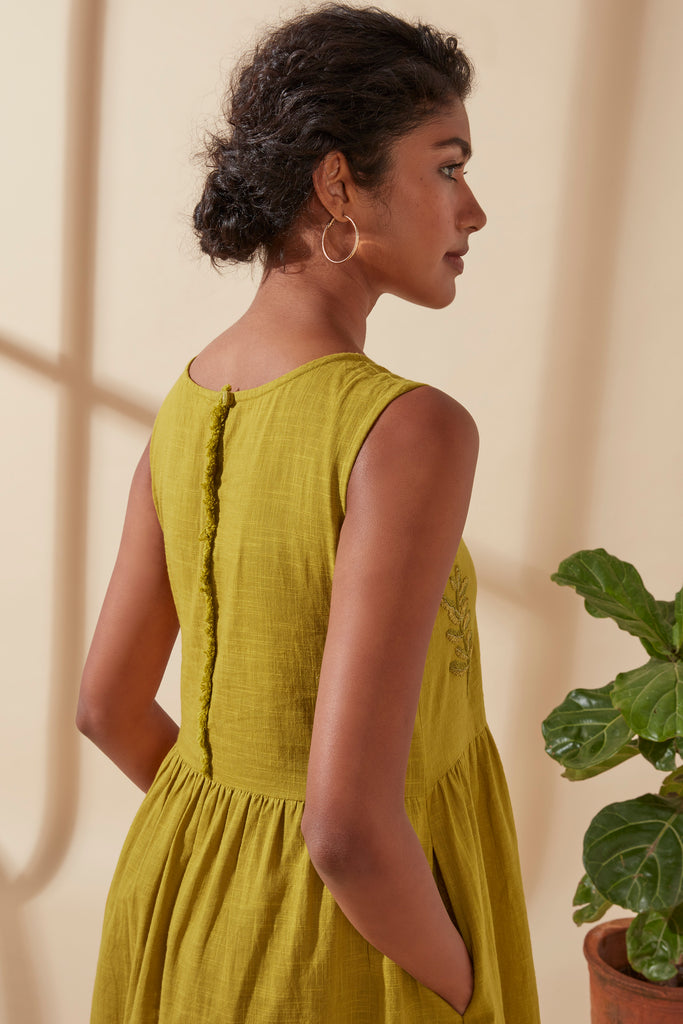 Mustard Embroidered Dress