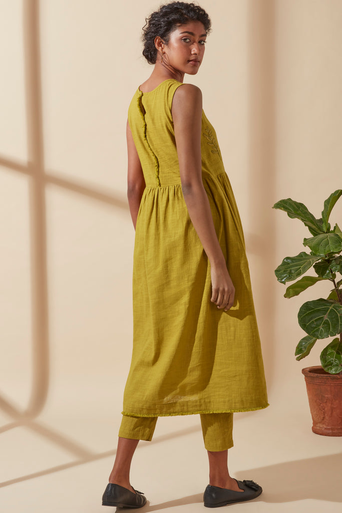 Mustard Embroidered Dress