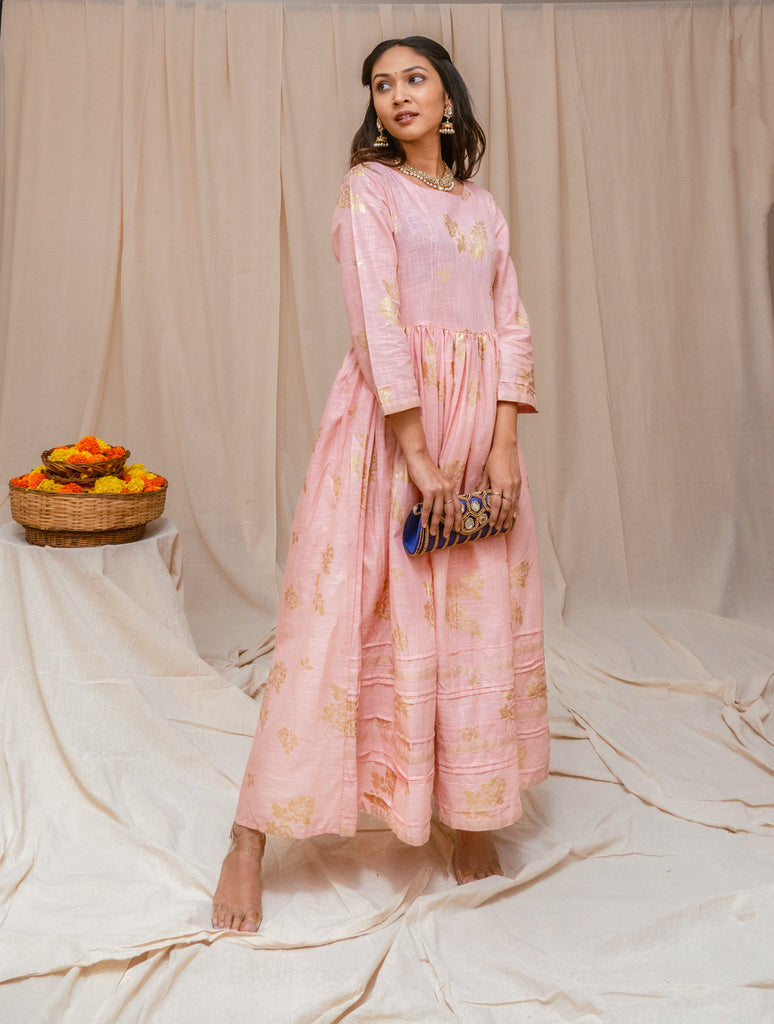 Women's Pink Cotton  Dress