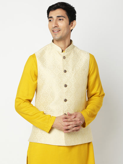 Men's Beige Polyester Printed Jackets