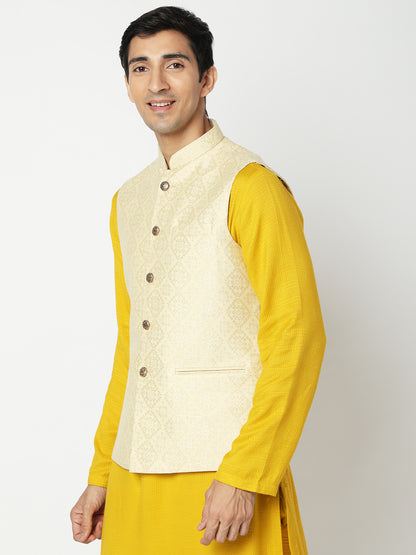 Men's Beige Polyester Printed Jackets