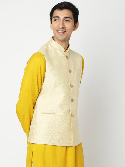 Men's Beige Polyester Printed Jackets