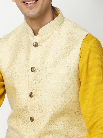 Men's Beige Polyester Printed Jackets