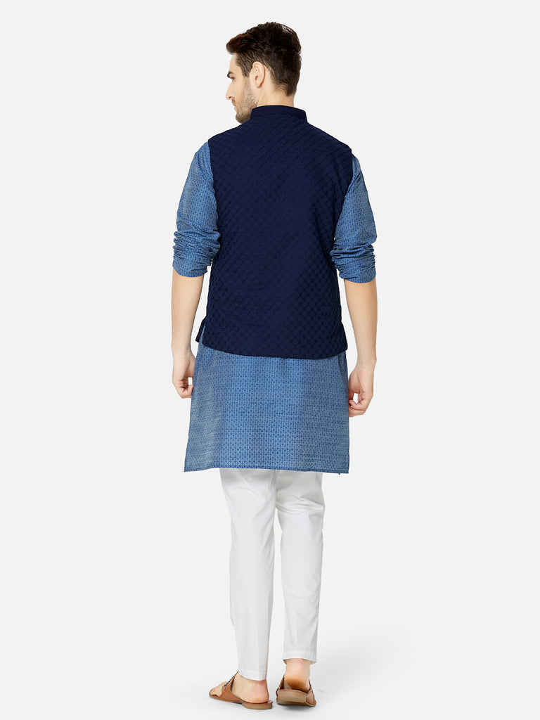 Men Straight Sleeveless Navy Jackets