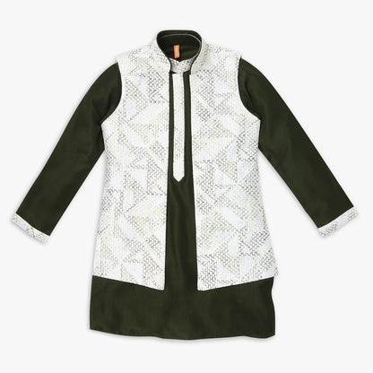 Boys Regular Fit Embellished Kurta Sets