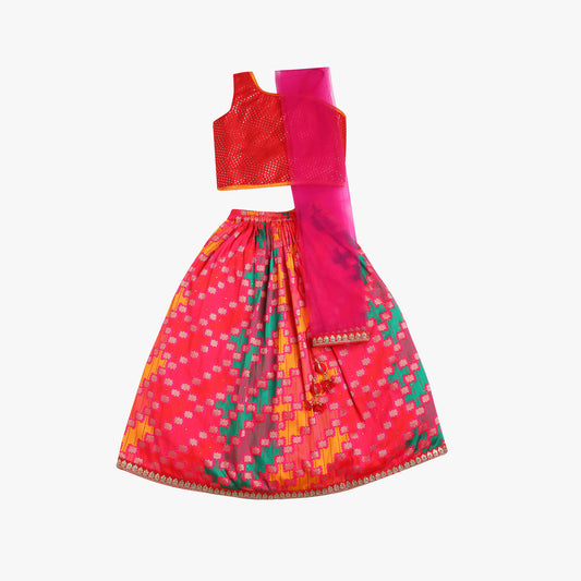 Girl's Regular Fit Embroidered Ethnic Sets
