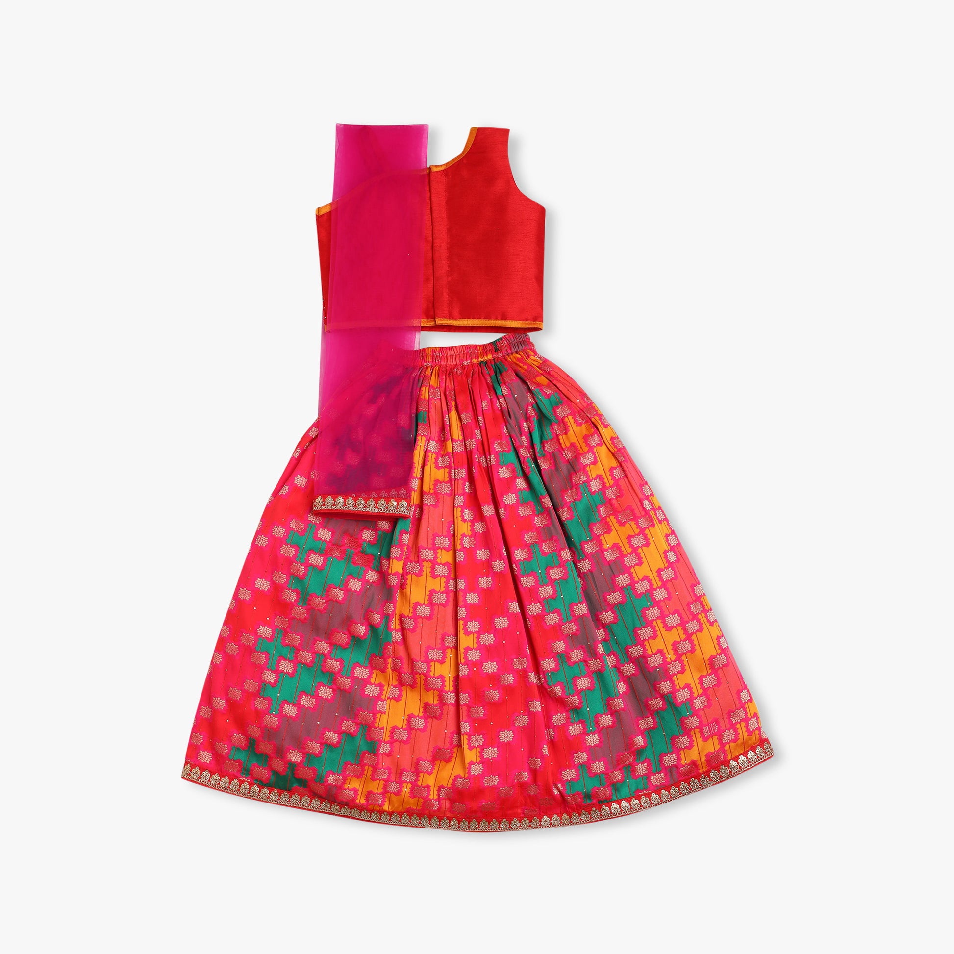 Girl's Regular Fit Embroidered Ethnic Sets