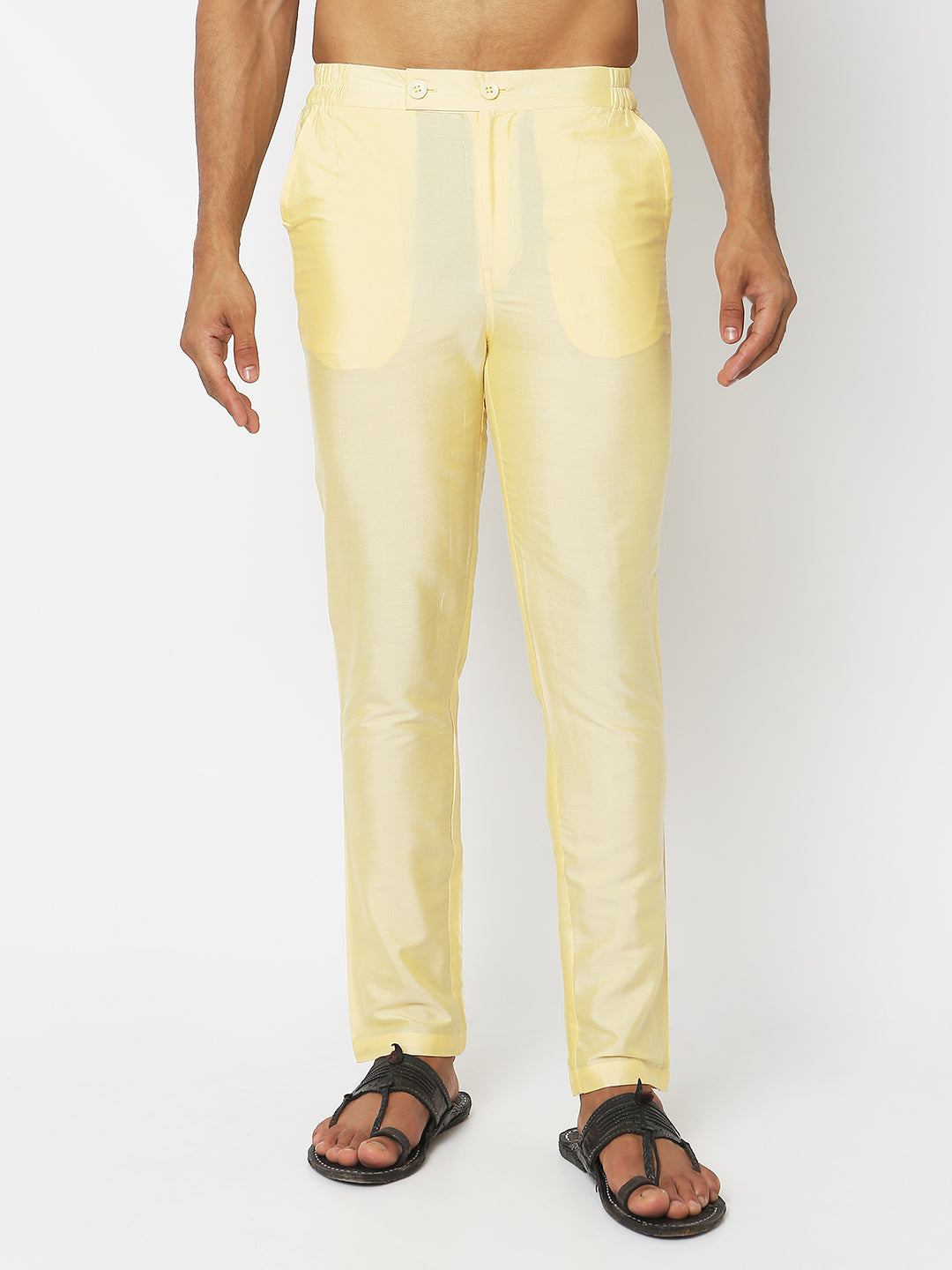 Regular Fit Solid Mid Rise Ethnic Pants