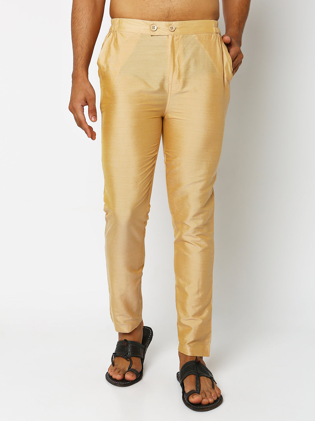 Regular Fit Solid Mid Rise Ethnic Pants