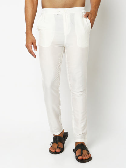 Regular Fit Solid Mid Rise Ethnic Pants