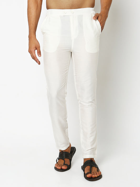Regular Fit Solid Mid Rise Ethnic Pants