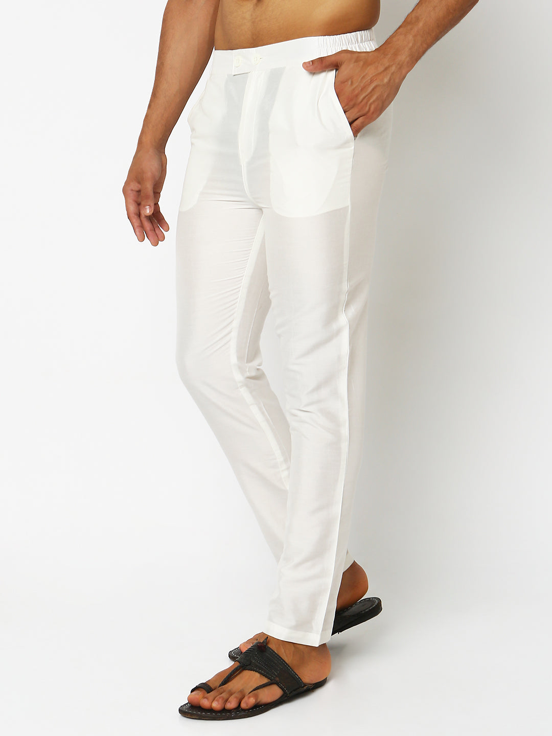 Regular Fit Solid Mid Rise Ethnic Pants