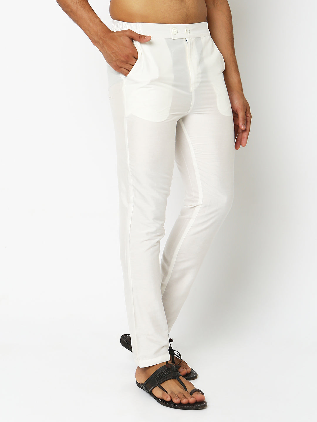 Regular Fit Solid Mid Rise Ethnic Pants