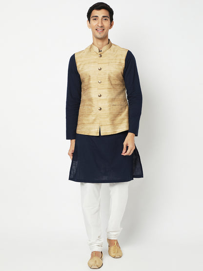 Men's Gold Polyester Solid Jackets