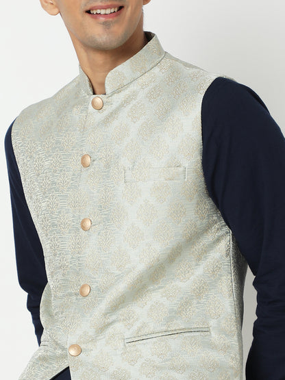 Men's Light Grey Polyester Jacquard Jackets