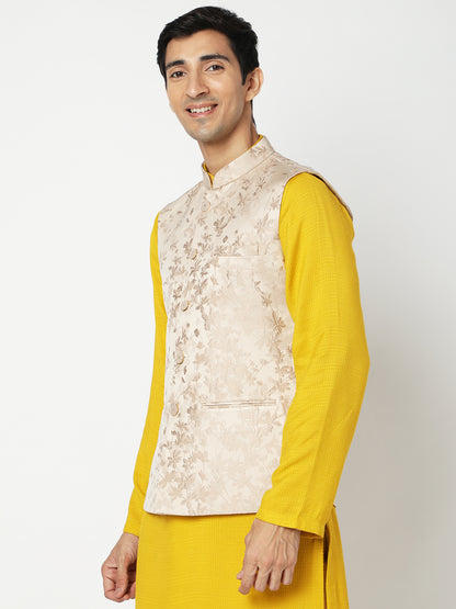 Men's Gold Polyester Floral Jackets