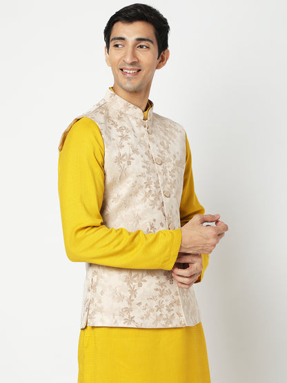 Men's Gold Polyester Floral Jackets