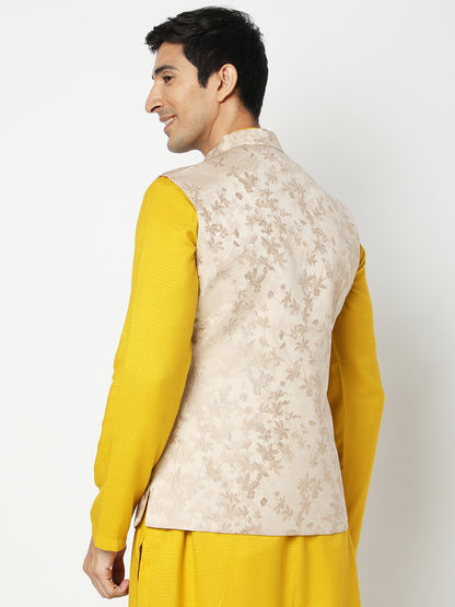 Men's Gold Polyester Floral Jackets