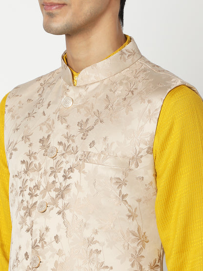 Men's Gold Polyester Floral Jackets