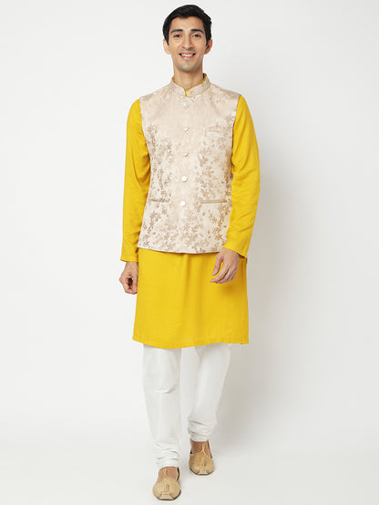 Men's Gold Polyester Floral Jackets