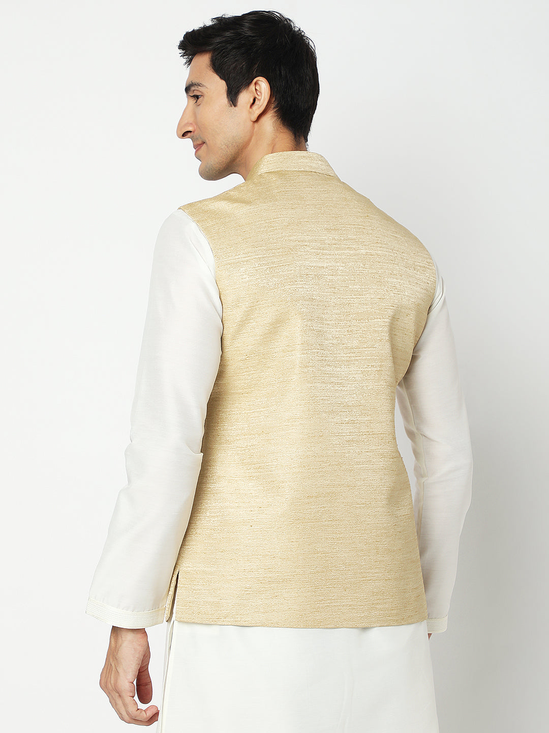 Men's Beige Polyester Solid Jackets