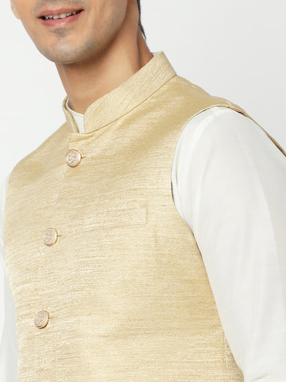 Men's Beige Polyester Solid Jackets