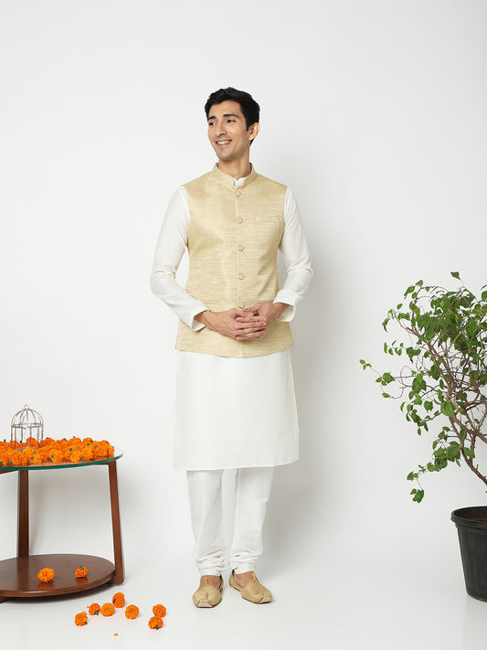 Men's Beige Polyester Solid Jackets