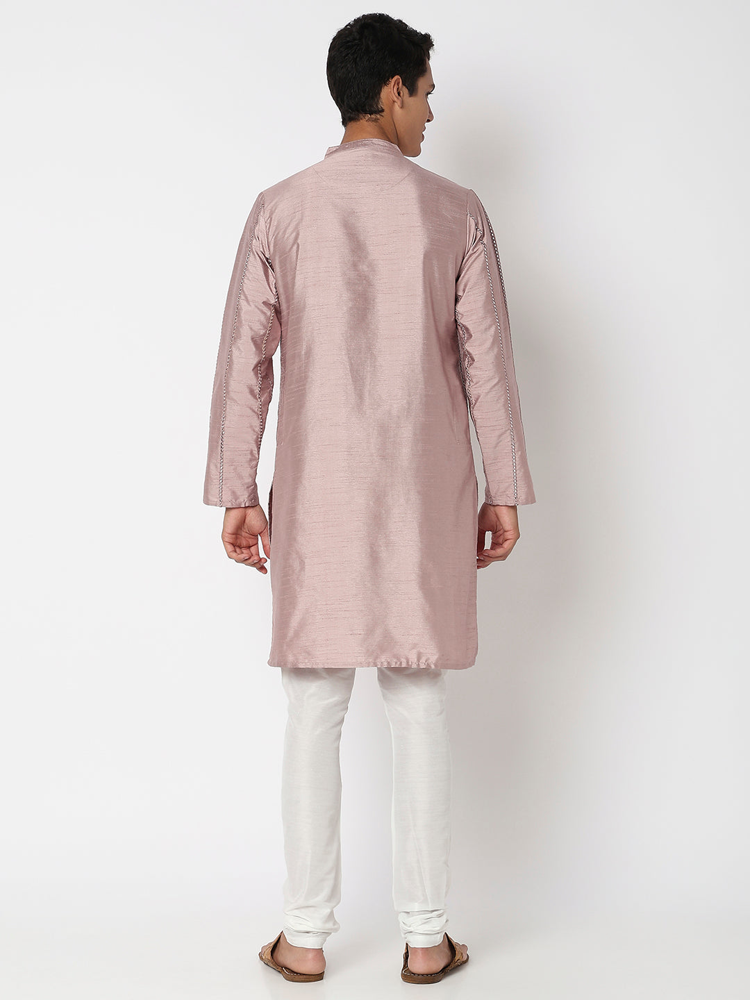 Men Wearing Lilac Polyester Embroidered Kurta