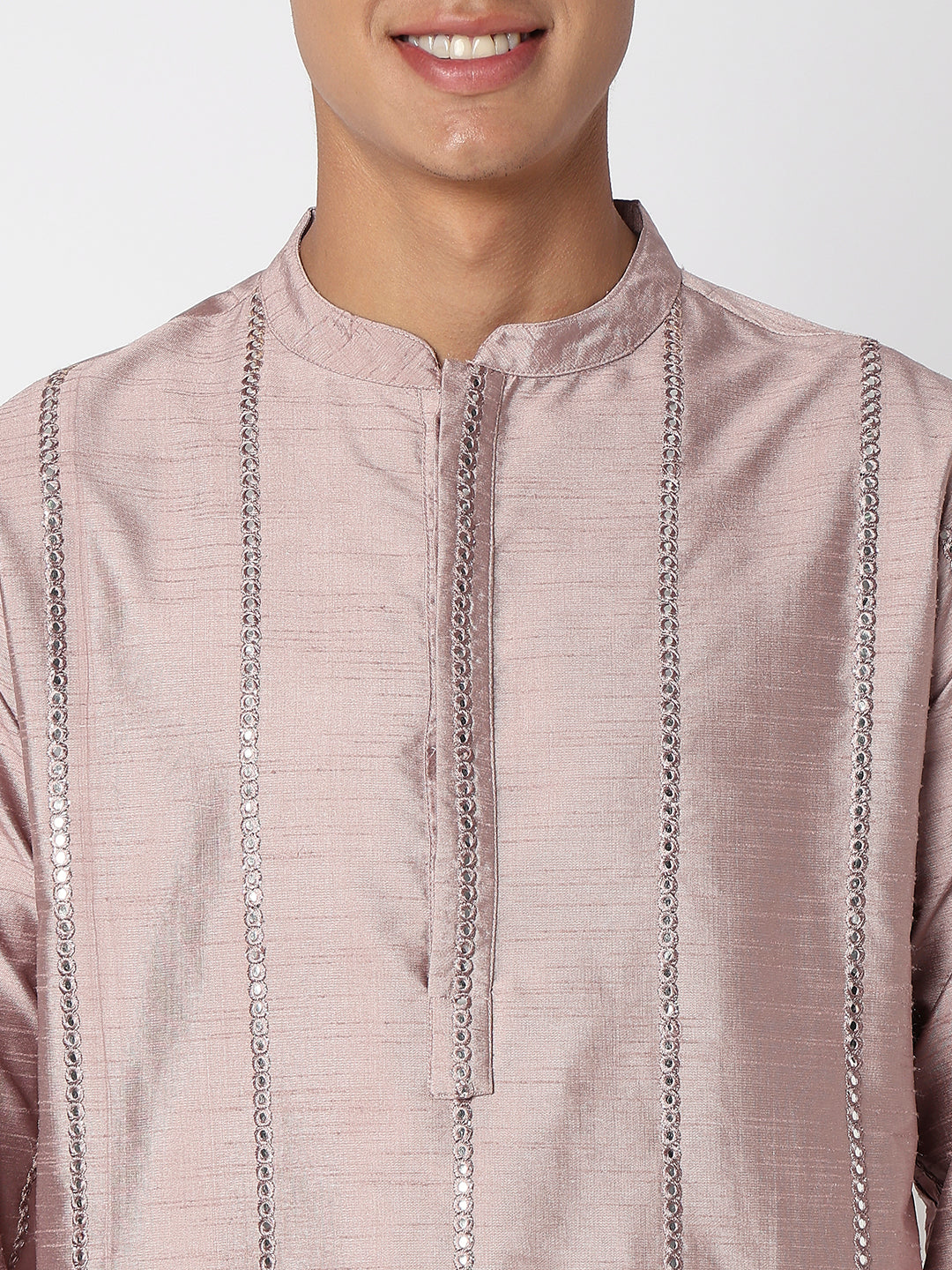 Men Wearing Lilac Polyester Embroidered Kurta