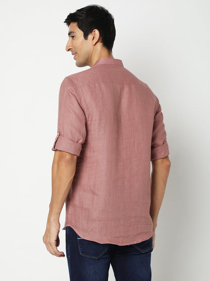 Matchles Men's Pink Linen Solid Kurta