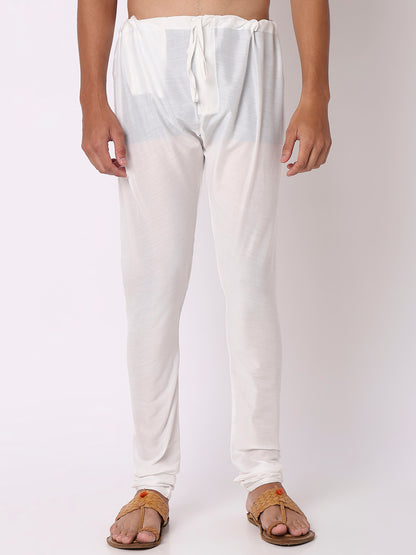 Men's White Polyester Embroidered Kurta Set