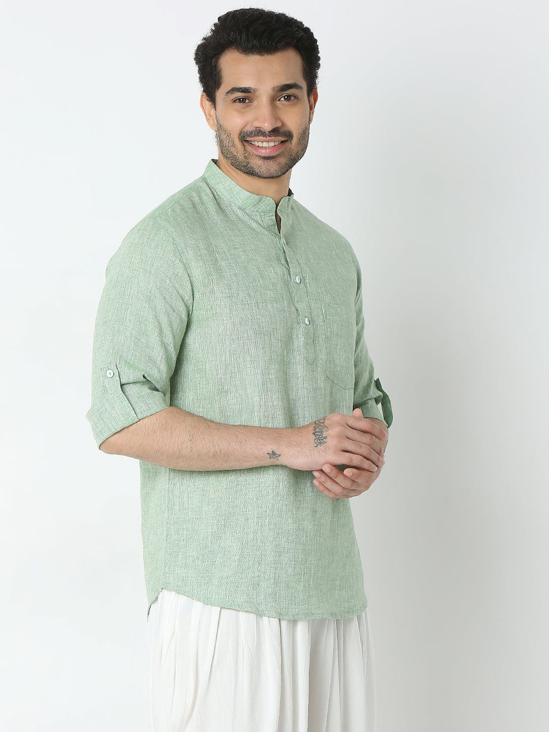 Regular Fit Solid Short Kurta