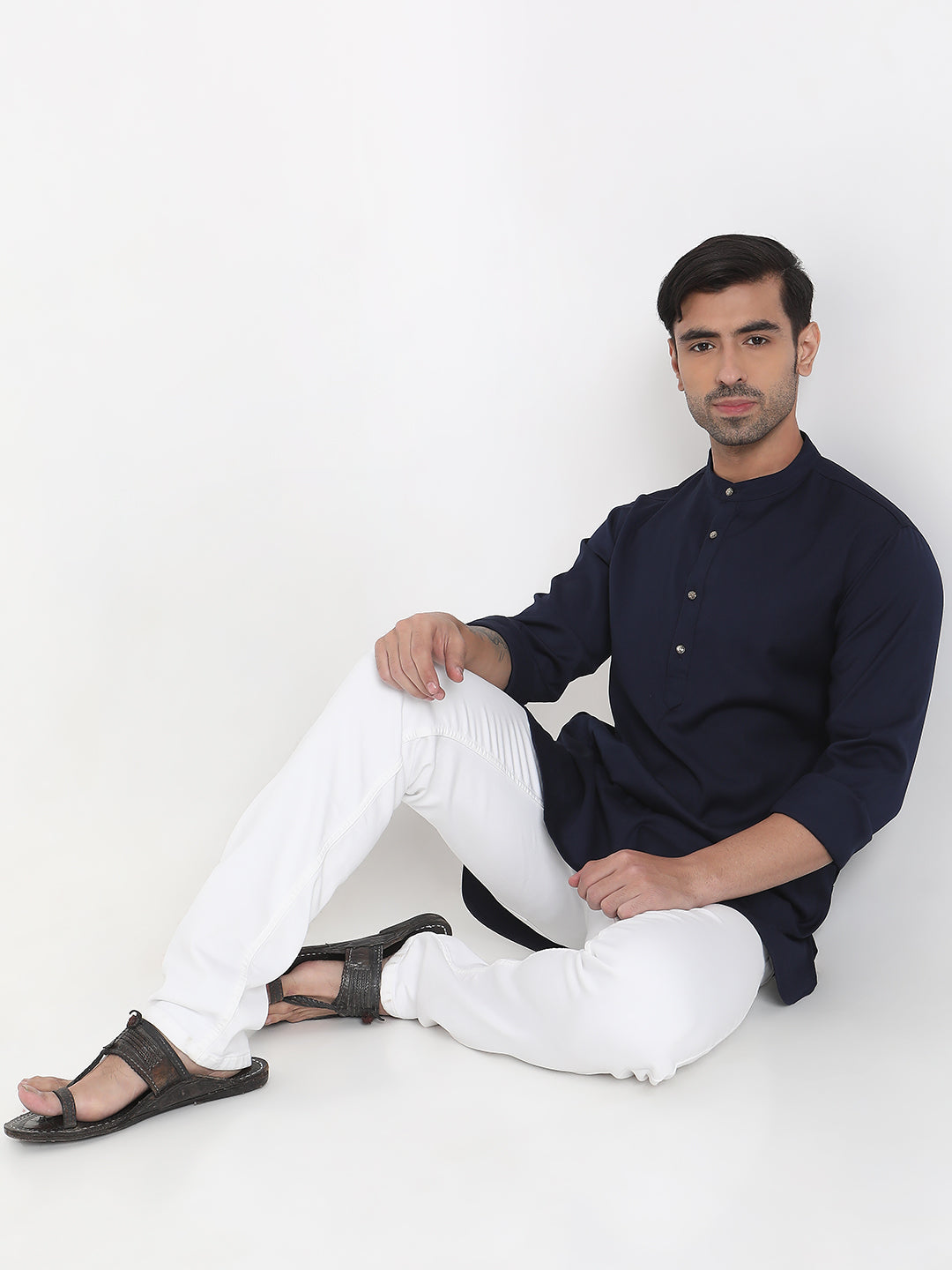 Regular Fit Solid Short Kurta