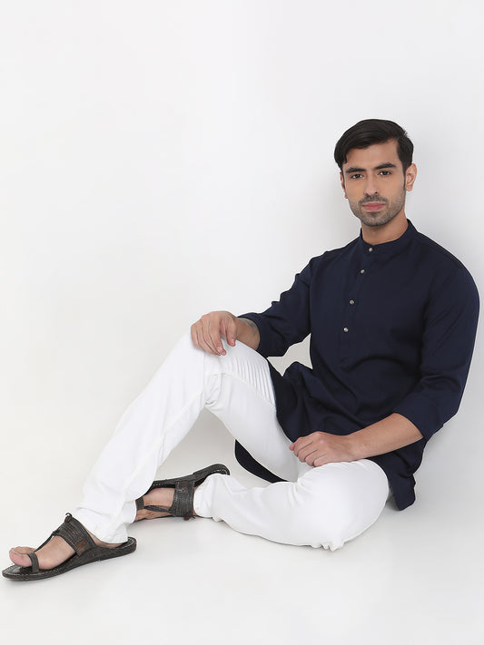 Regular Fit Solid Short Kurta