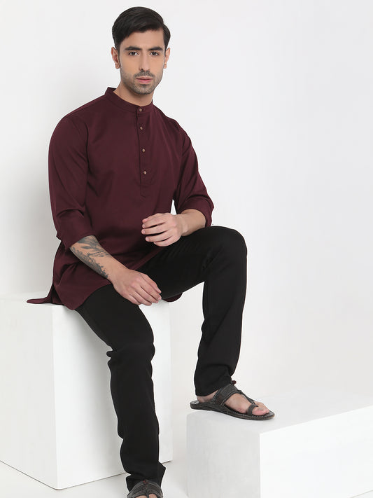 Regular Fit Solid Short Kurta