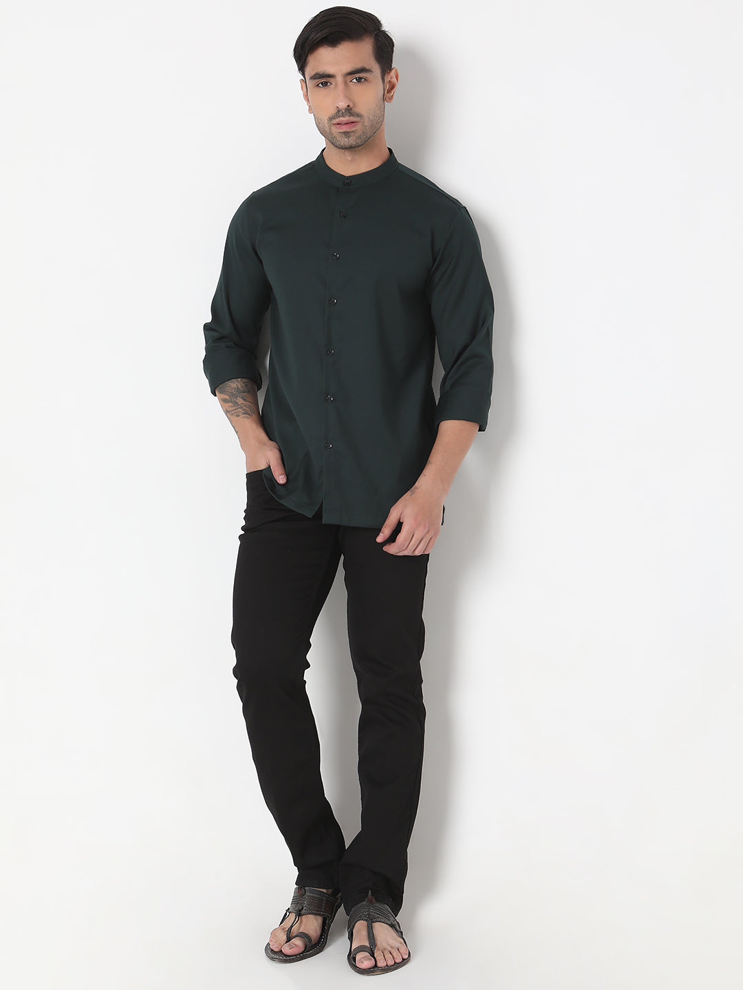 Regular Fit Solid Short Kurta
