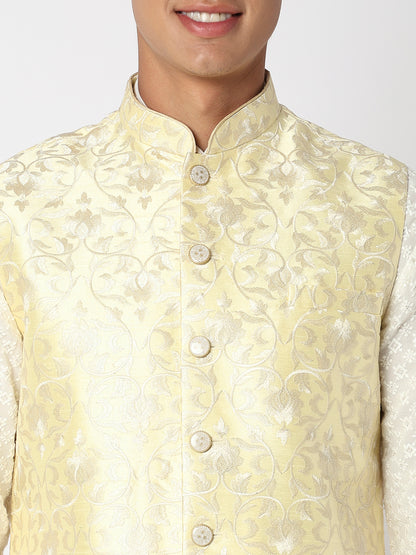 Men Wearing Yellow Polyester Embroidered Jacket