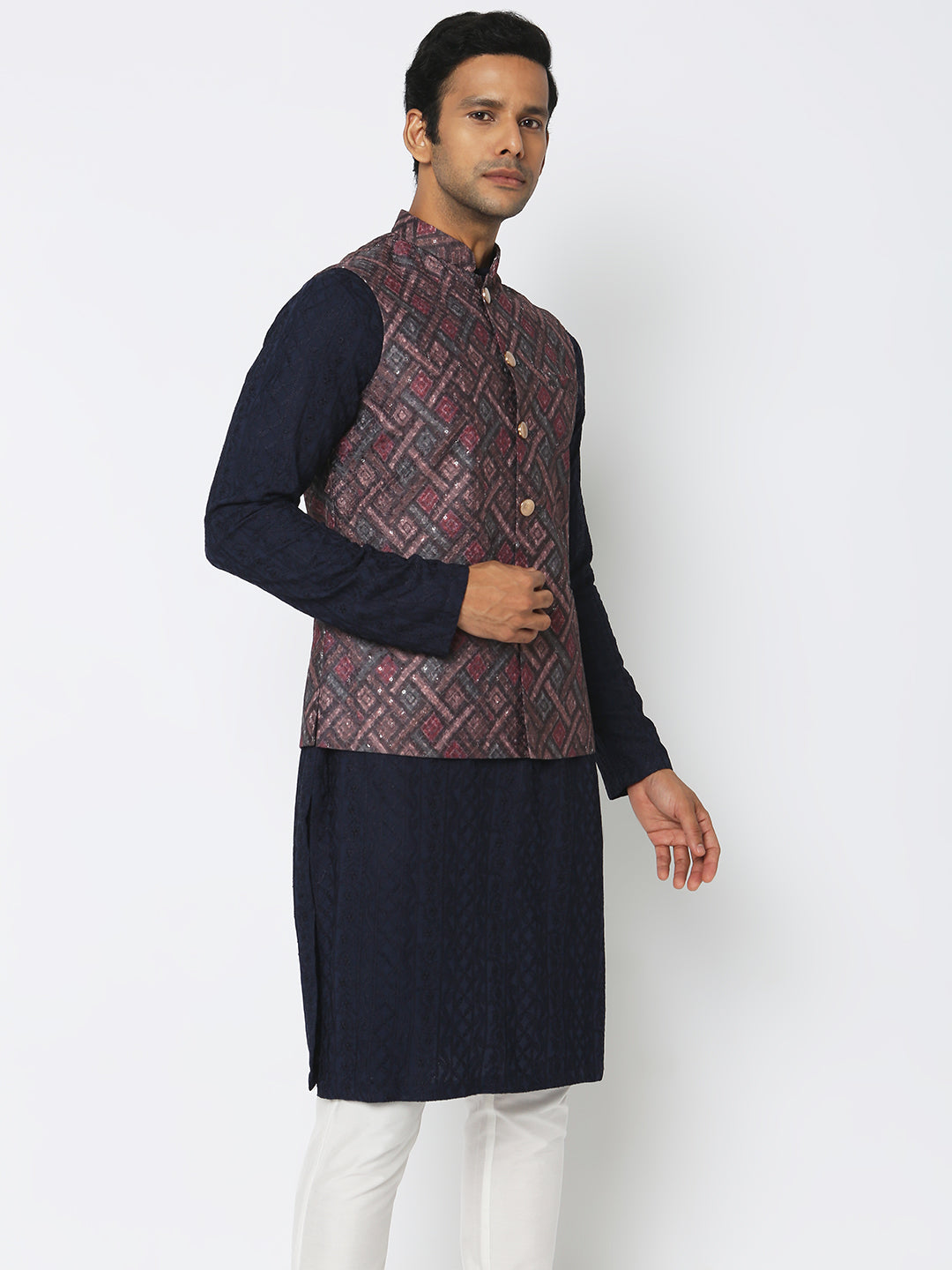 Regular Fit Jacquard Ethnic Jacket