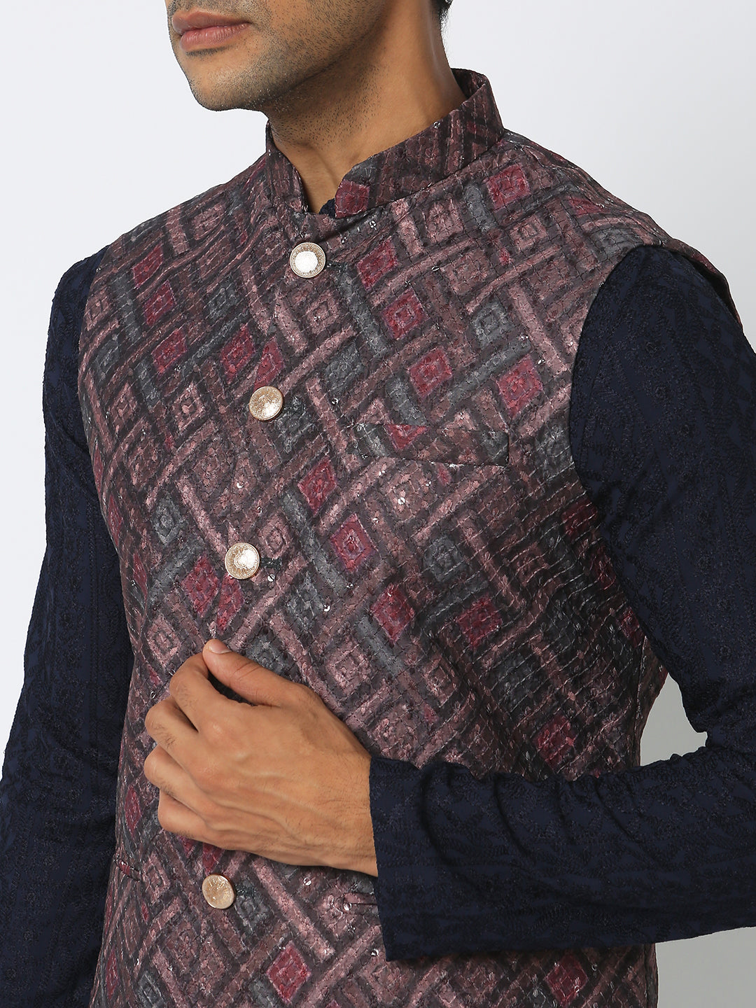 Regular Fit Jacquard Ethnic Jacket