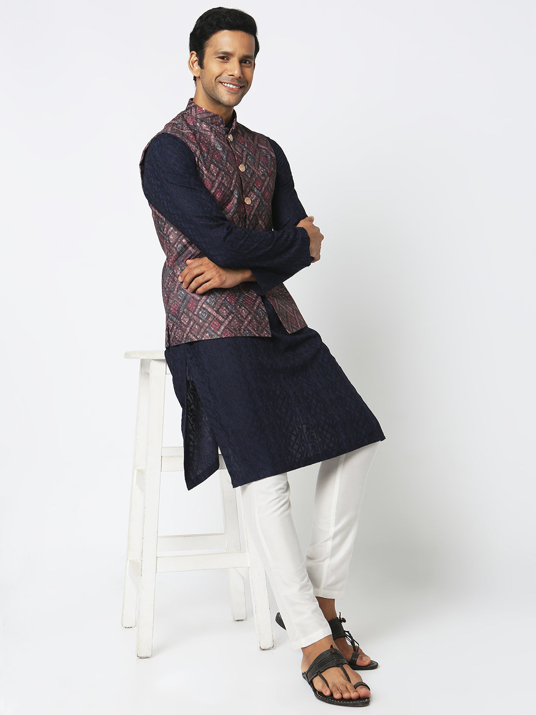 Regular Fit Jacquard Ethnic Jacket