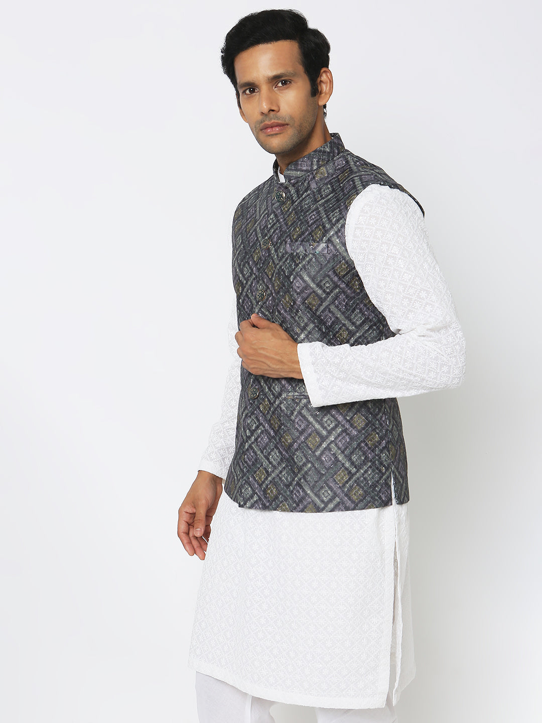 Regular Fit Jacquard Ethnic Jacket