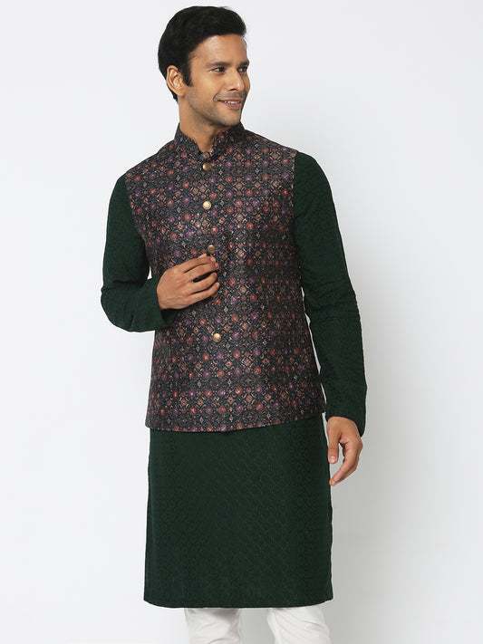 Regular Fit Embroidered Ethnic Jacket