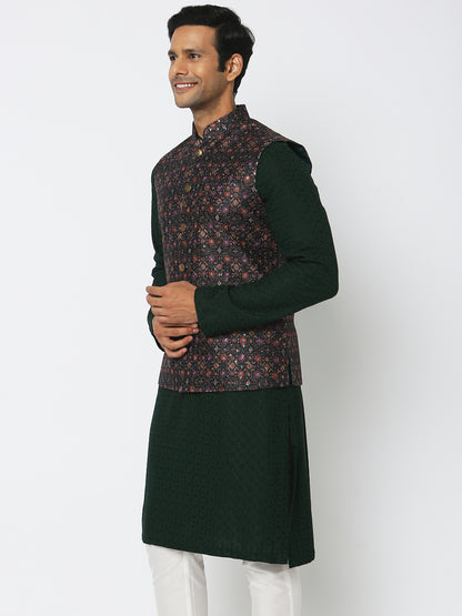 Regular Fit Embroidered Ethnic Jacket