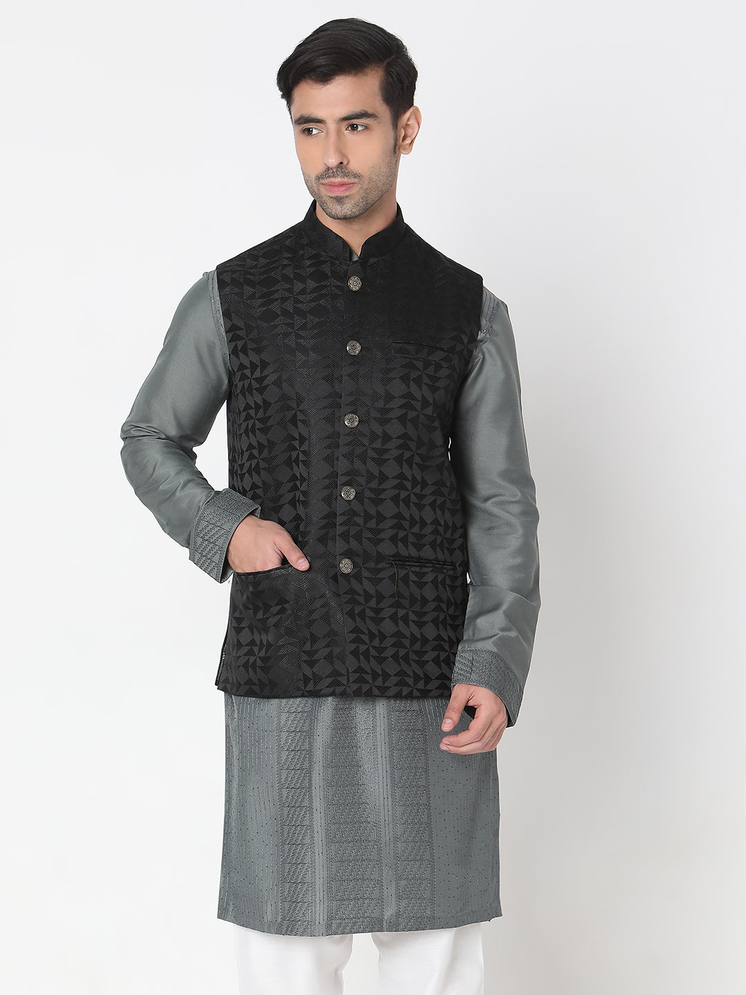 Regular Fit Solid Ethnic Jackets