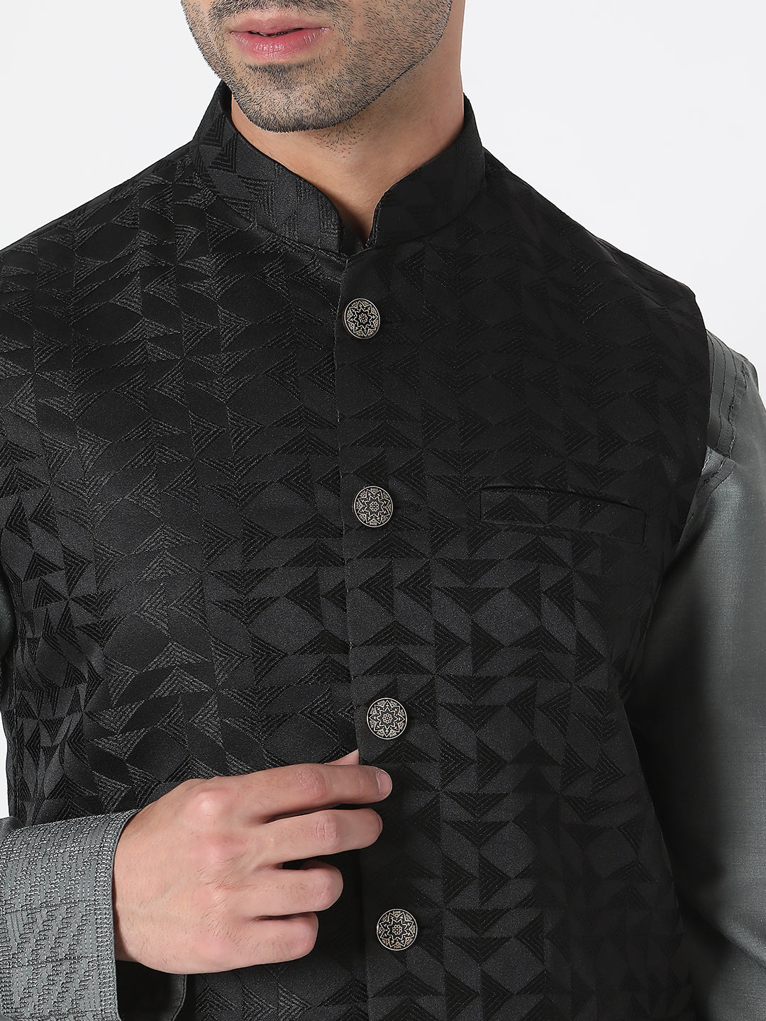 Regular Fit Solid Ethnic Jackets