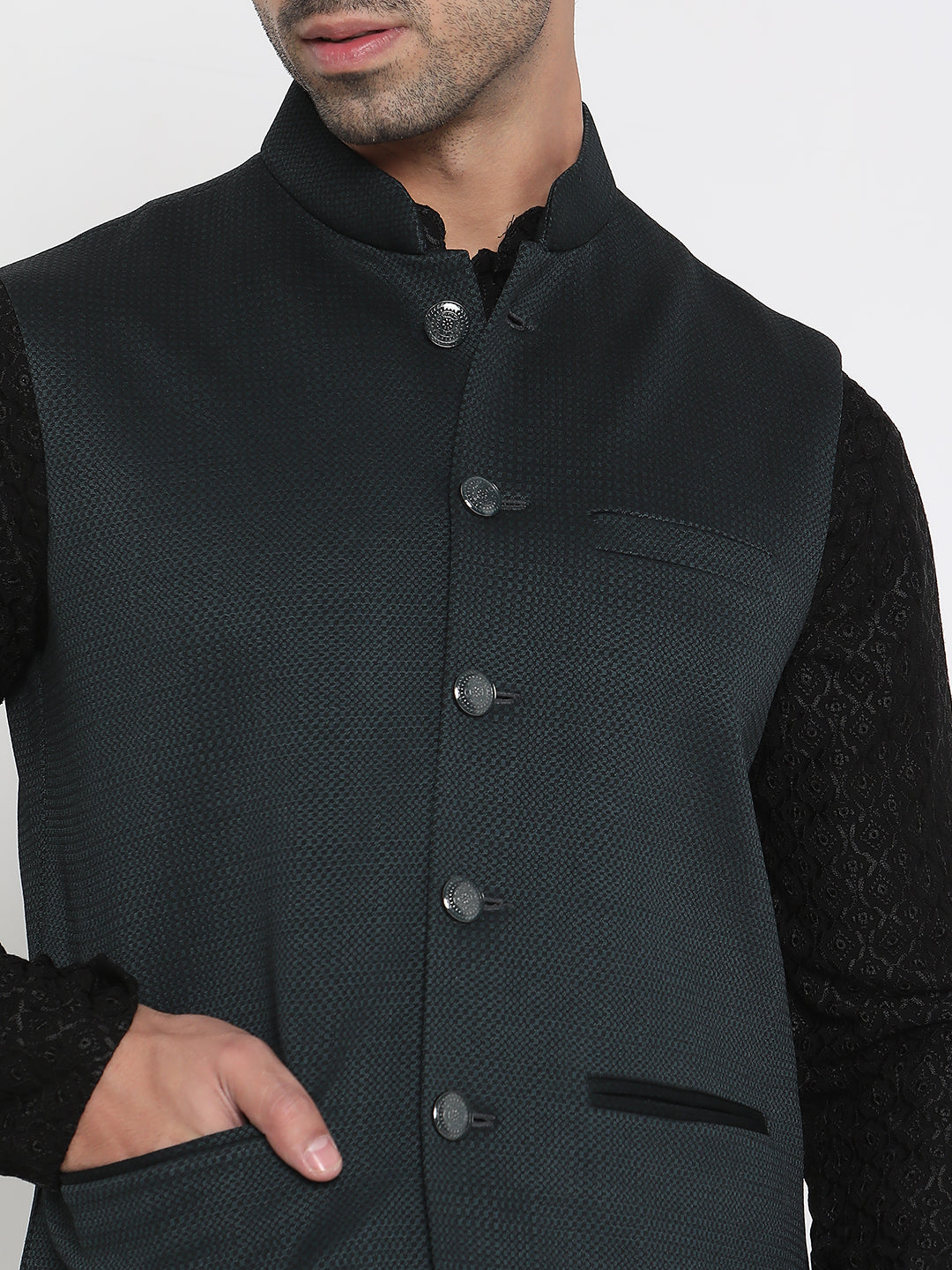 Regular Fit Solid Ethnic Jackets