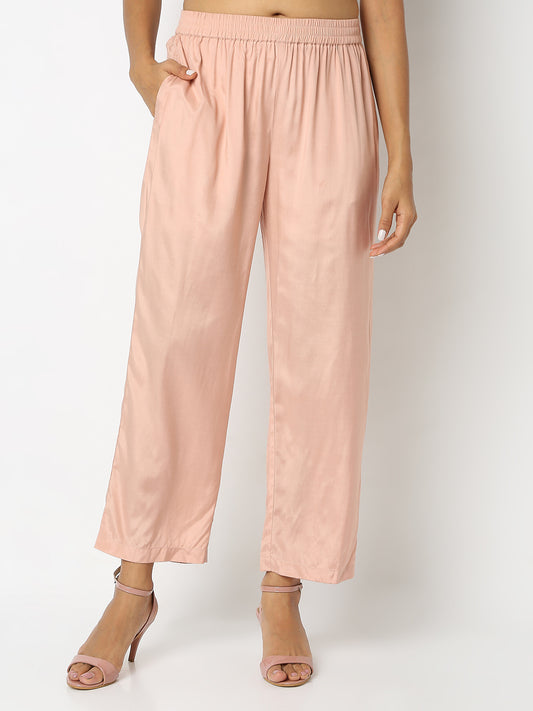 Regular Fit Solid Mid Rise Pants