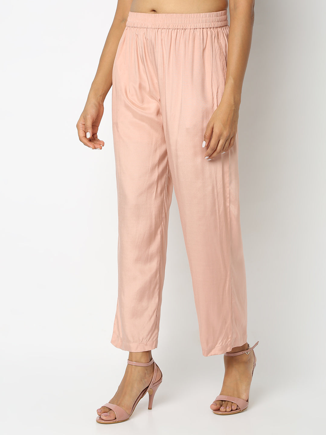Regular Fit Solid Mid Rise Pants