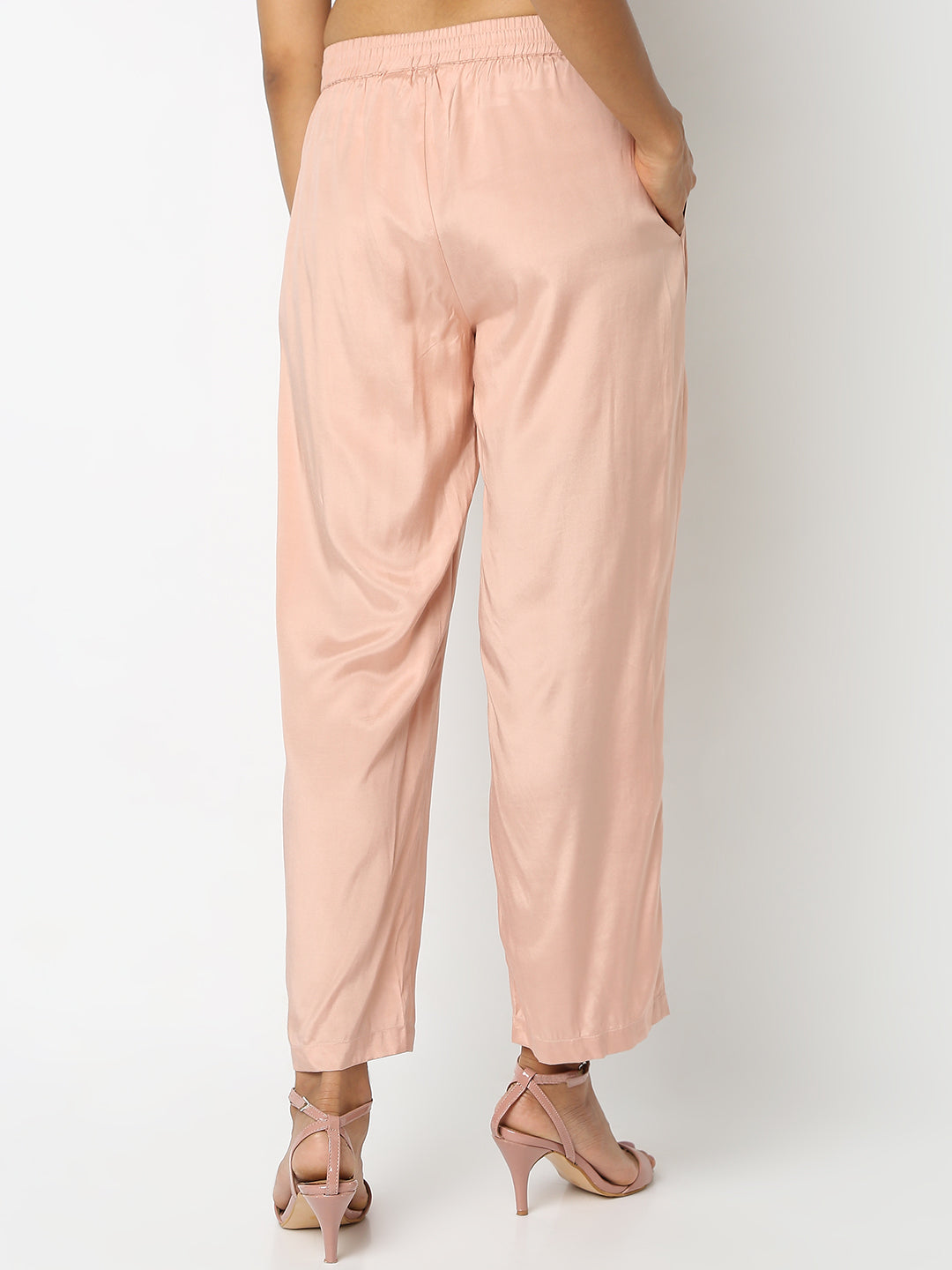 Regular Fit Solid Mid Rise Pants
